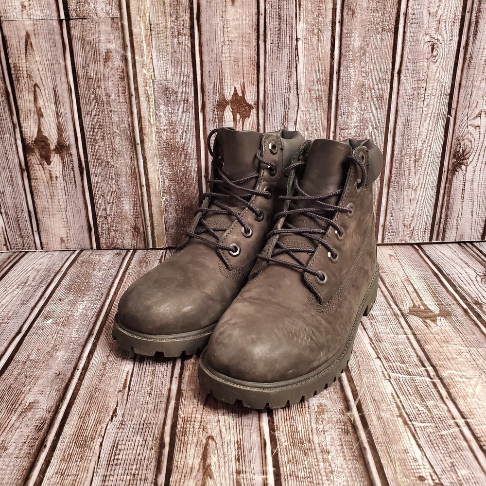 Youth Timberland 12907 6 Inch Premium Boot Black Leather Size 4